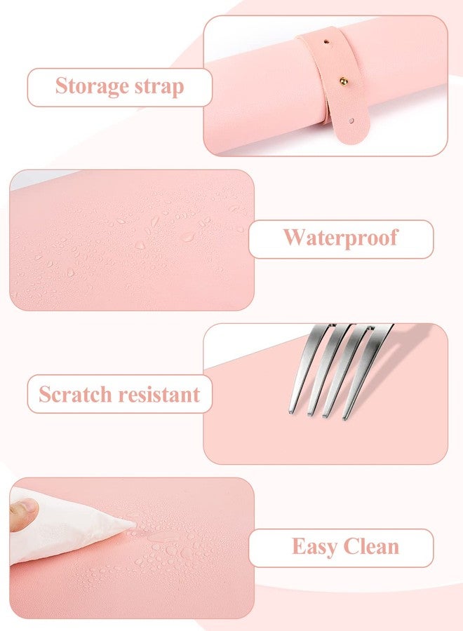 LIONVISON (MAT ONLY) Pink Nail Art Table Mat, Foldable Nail Art Hand Rest Pad for Nail Arm Rest Cushion, Soft Microfiber Leather Nail Mat, Manicure Pad Nail Table Pad Desk Mat for Nail Technician Salon Home - Image 3